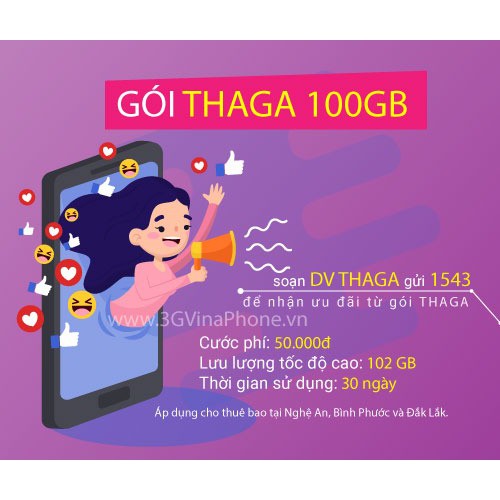 SIM VINA THAGA 50K/THÁNG CÓ 102GB - BẮC GIANG