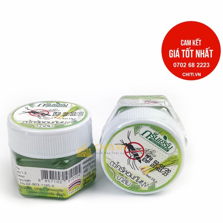 Dầu Cù Là Sả Muỗi Đốt Green Herb Citronella Essence Balm 20gr Thái Lan an toàn cho cả trẻ em
