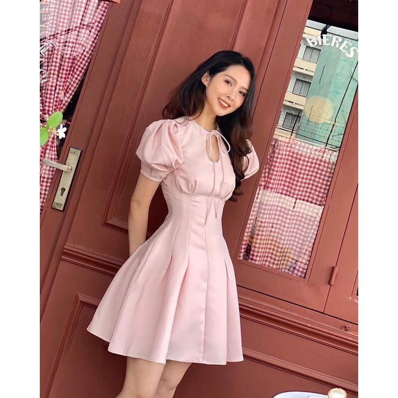 [Mã FAGREEN1505 giảm tới 30K đơn 99K] ĐẦM XOÈ LỤA TAY CON CỘT NƠ NGỰC TM