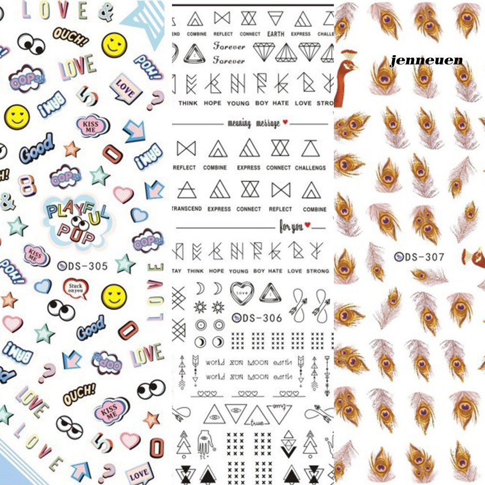 [Hàng mới về] Hình Dán Trang Trí Móng Tay Họa Tiết Hoa Xinh Xắn