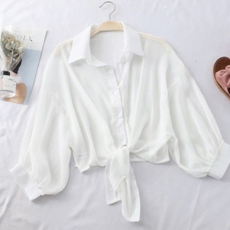 Áo Thun Trơn Tay Dài Thời Trang Trẻ Trung 153201 Áo Khoác Cardigan Vải Voan Dáng Rộng Thoáng Khí Thiết Kế Đơn Giản Trẻ Trung Hợp Thời Trang
