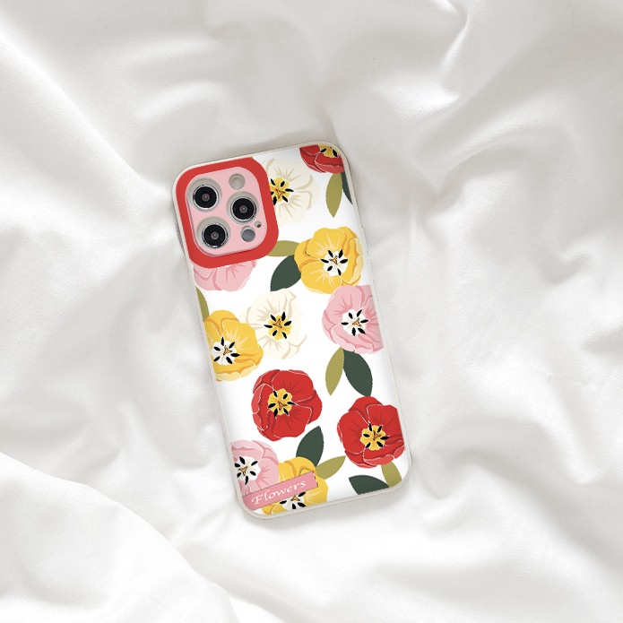 Ốp iphone Hoa Nghệ Thuật ốp lưng vuông bảo vệ camera iphone 6 7 8 plus x xr xsmax 11 12 13pro max tr225