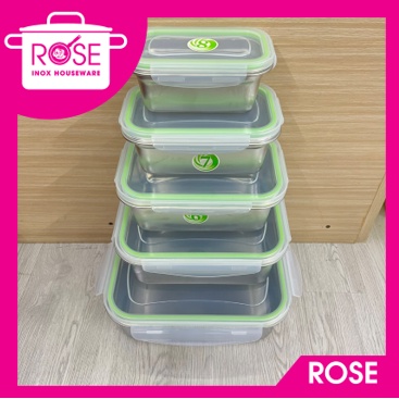 COMBO 5 HỘP ĐỰNG THỰC PHẨM NẮP NHỰA - Khay inox đựng topping trà sữa thức ăn thực phẩm lưu trữ kho đông lạnh