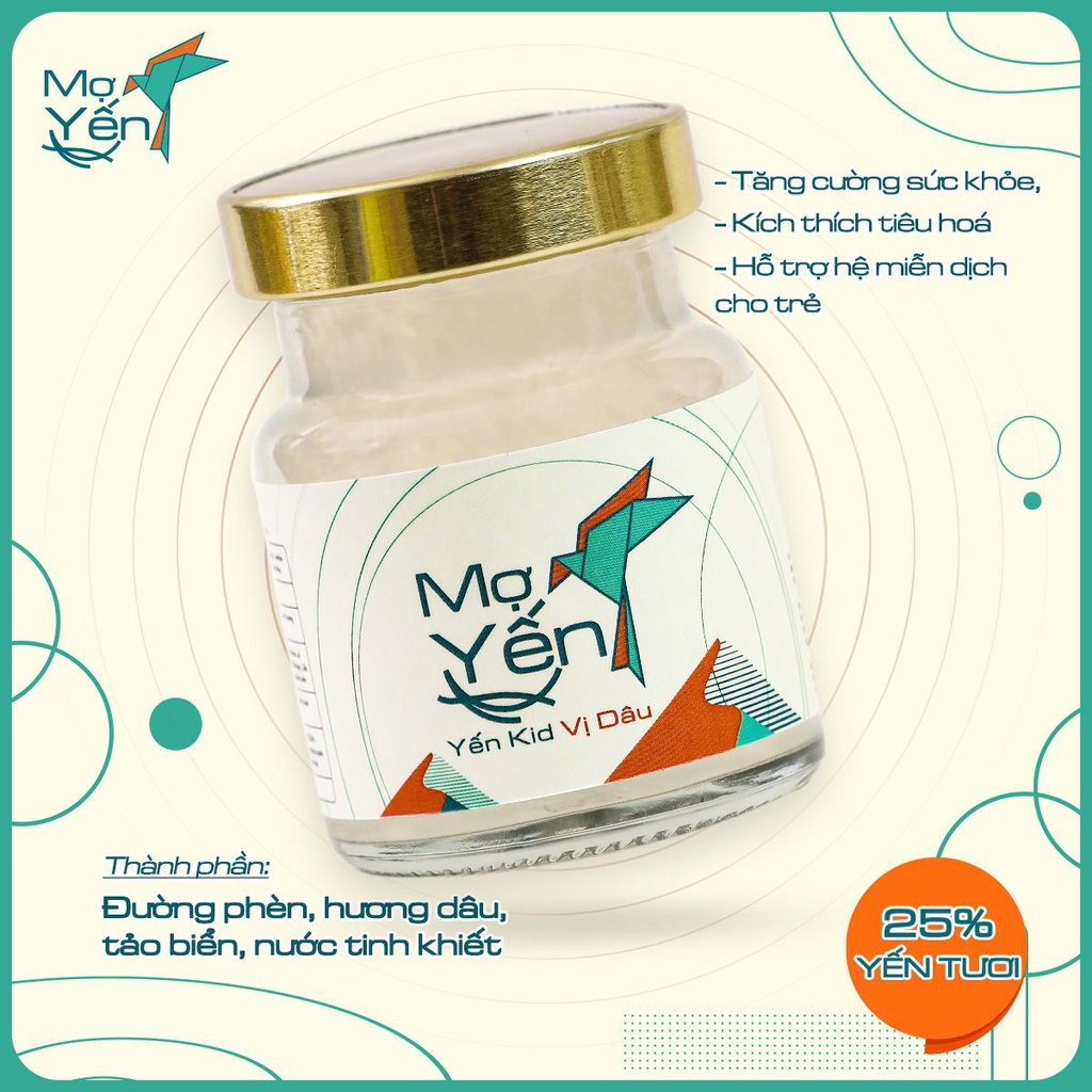 Combo 10 hũ Yến Kid Vị Dâu MỢ YẾN, hỗ trợ hệ miễn dịch trẻ, giàu dinh dưỡng giúp bé ngon miệng 25% Yến thật