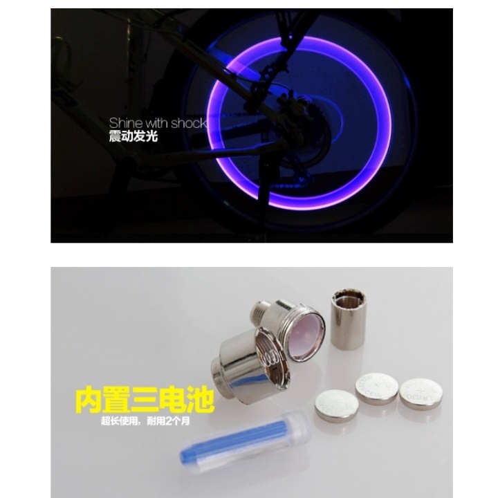 Đèn nháy cảnh báo gắn van xe đạp thể thao nhiều màu sắc