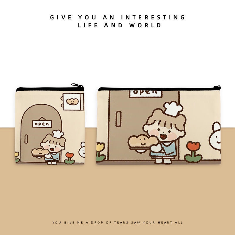 Ví Vải Canvas Nhỏ Đựng Tiền Xu / Chìa Khóa In Hình Anime Dễ Thương
