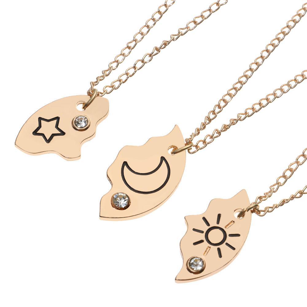UPSTOPVN Set 3 Vòng cổ Tình Bạn Mặt Trăng / Mặt Trời / Đám Mây / Ngôi Sao Đính
