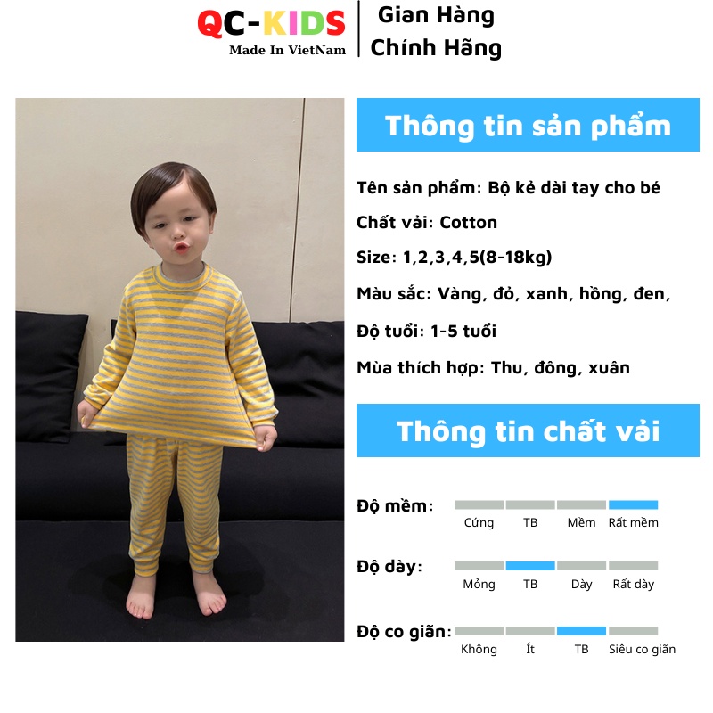 Quần áo trẻ em thu đông hàn quốc 1 tuổi đến 5 tuổi QC-KIDS, đồ bộ cho bé trai bé gái 8-18kg
