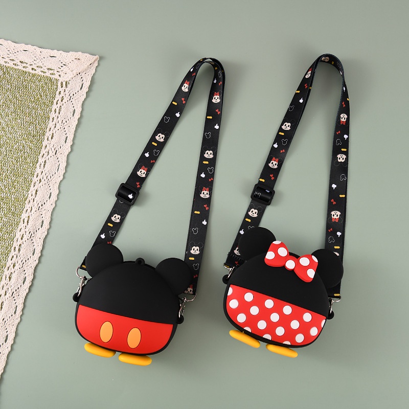 Túi Đeo Chéo Vai Bằng Silicon Hình Mickey Minnie Dành Cho Bé Gái