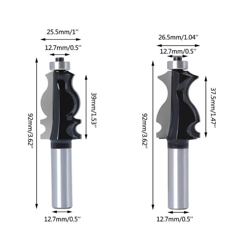 Set 2 Đầu Cắt Định Tuyến Hình Đuôi Cá Dài 92mm # 1 # 2 Shank