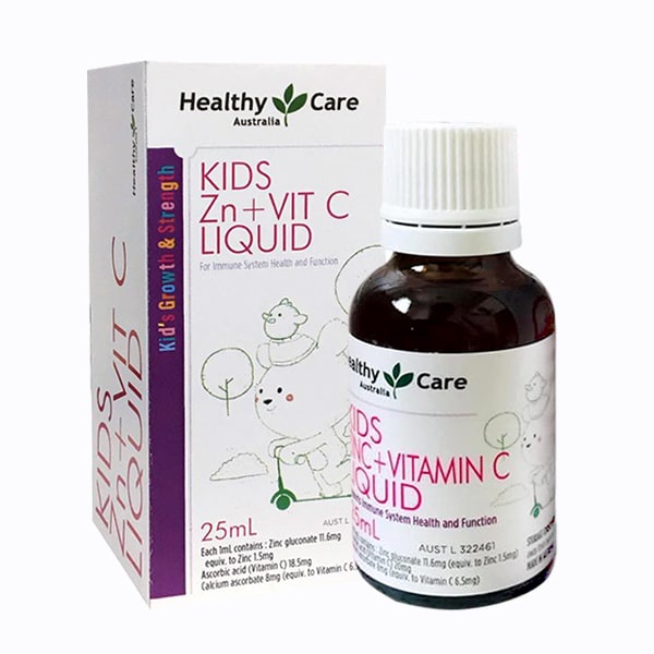 Siro Kẽm và vitamin C Healthy Care Zinc + Vitamin C Liquid Úc 25ml