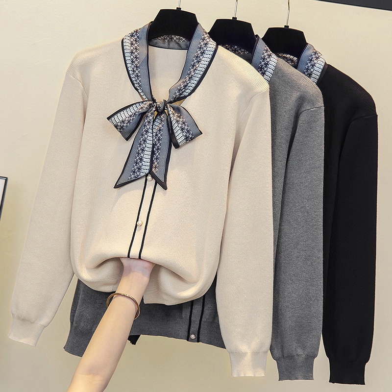 🌺 Hàng order - Có ảnh thật 🌺 Áo Len Dệt Kim Big Size Phối Cổ Nơ Điệu Đà (từ 40-90kg) (LN017)