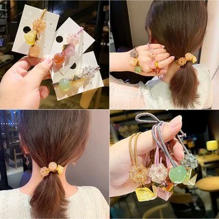 Cột tóc đủ màu Kẹp pha lê phong cách Hàn Quốc