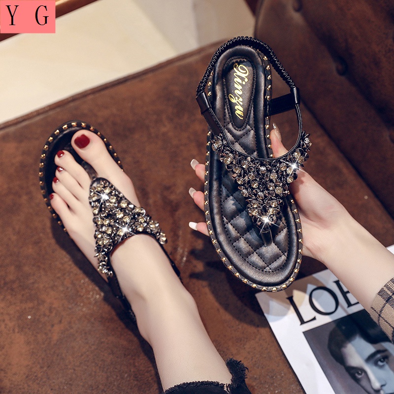Dép Sandal Hở Ngón Đính Đá Size Lớn 35-43 41 Thời Trang Mùa Hè Cho Nữ 42