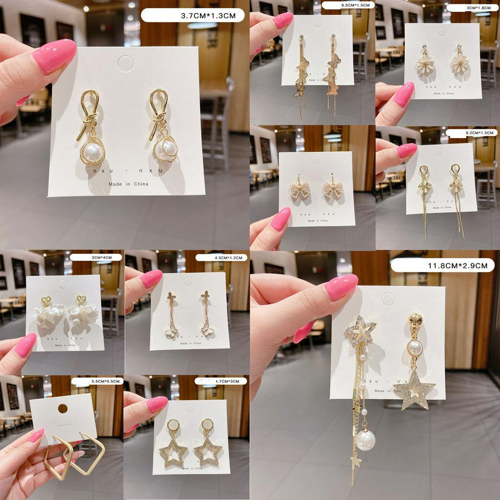 Cặp Khuyên Tai Dáng Dài Mạ Bạc 925 Xinh Xắn Thời Trang Phong Cách Hàn Quốc