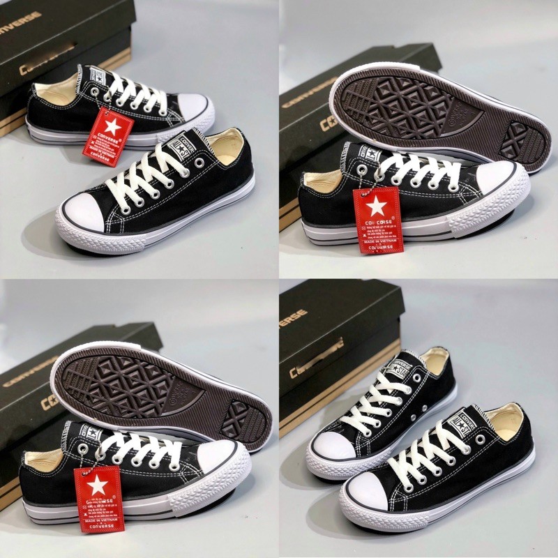 Giày thể thao cvs đen đế trắng cổ thấp nam nữ hàng chuẩn