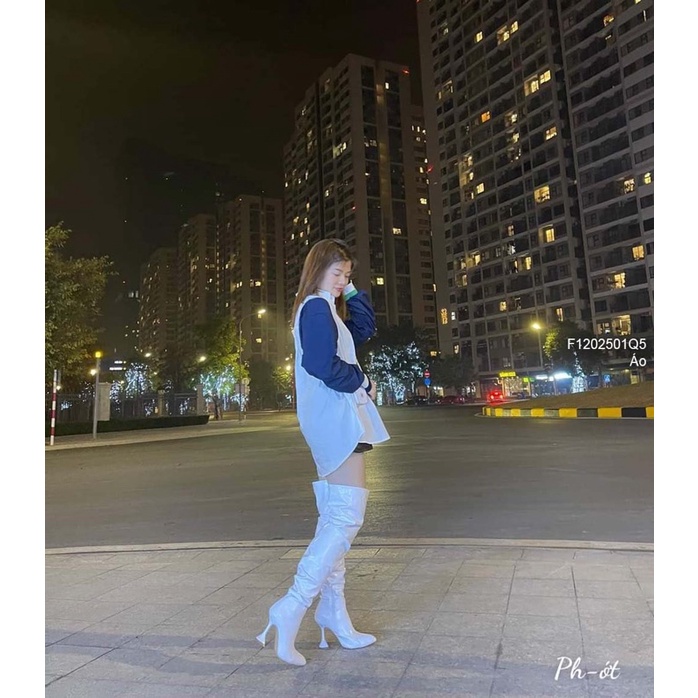 Áo sơ mi phối màu tay xanh