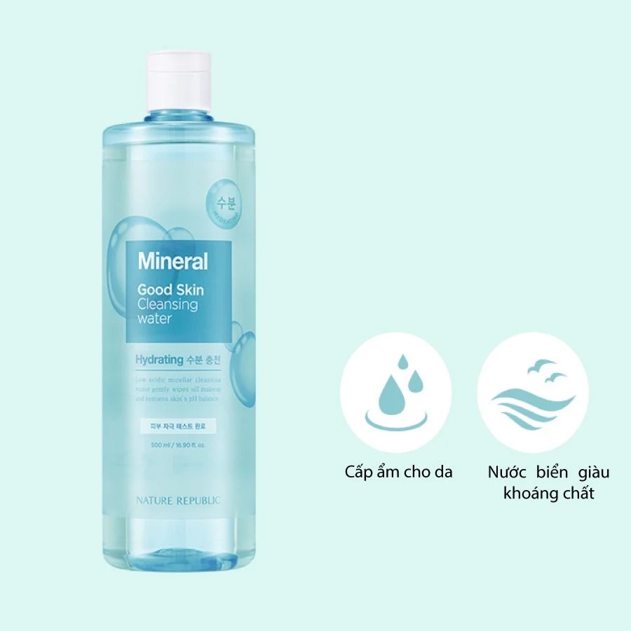 Nước tẩy trang Chuyên Dụng Nature Republic Good Skin Ampoule Cleansing Water 500ml - (Mineral)