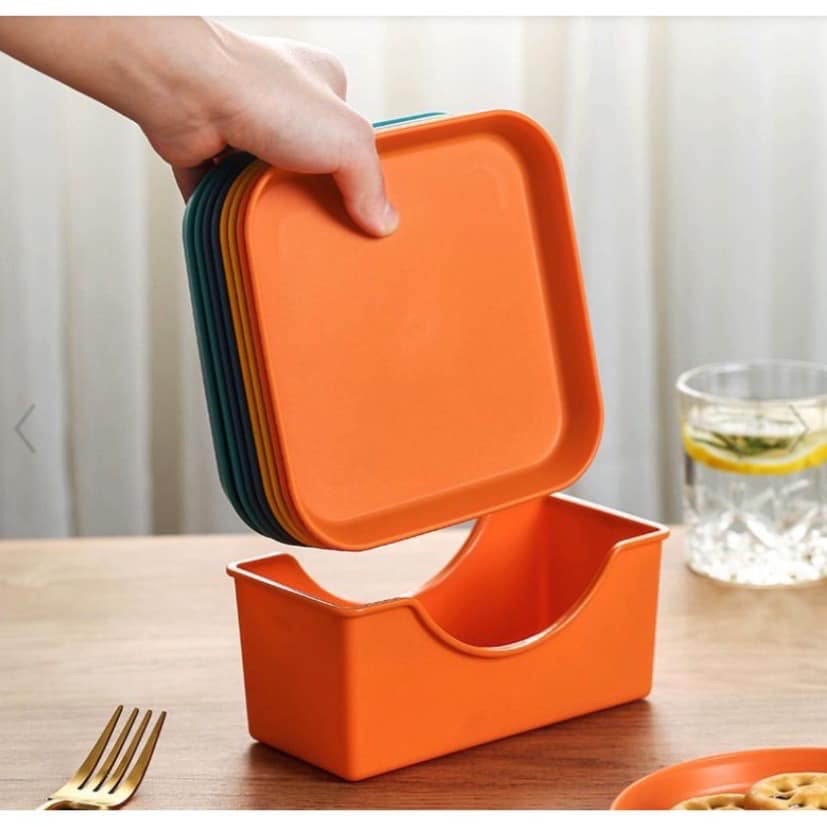 Đĩa sắc màu set 8 đĩa lúa mạch kèm khay đựng cao cấp