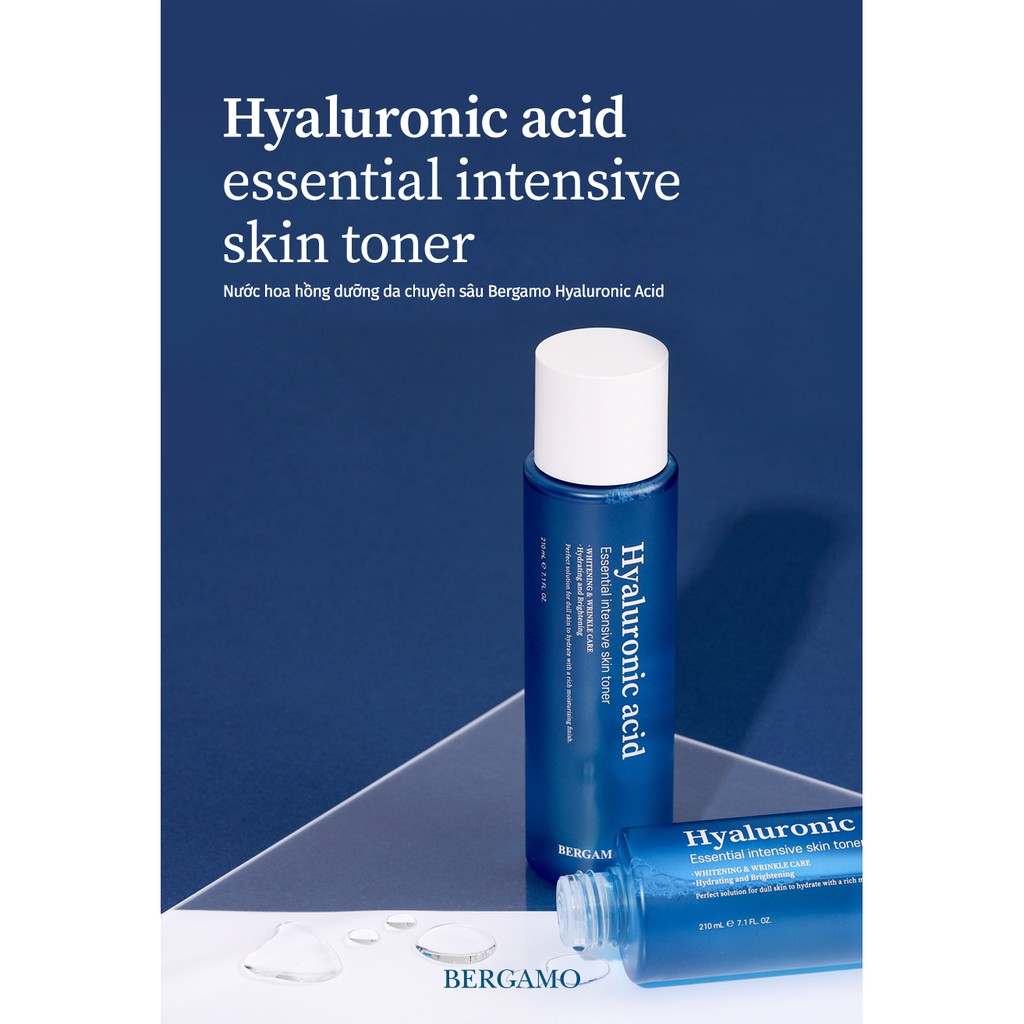 Nước hoa hồng dưỡng da chuyên sâu Bergamo Hyaluronic Acid 210ml