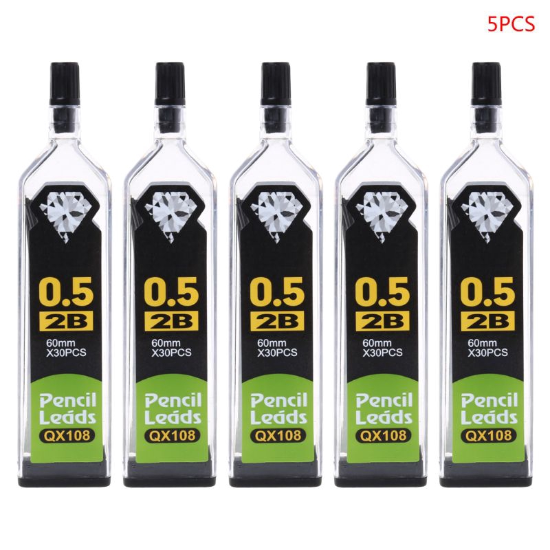 Bộ 5 hộp ngòi chì 0.3/0.5/0.7/0.9mm HB 2B cho viết chì bấm