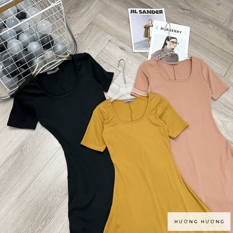 VÁY THUN , VÁY COTTON XOÈ CỔ VUÔNG CHẤT ĐẸP MS17366