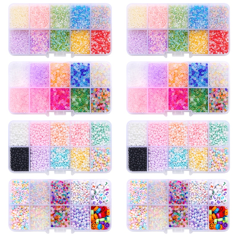 Hộp Hạt Xâu 10 Ngăn Màu Trơn In Chữ / Chữ / Kem / Hạt Làm Trang Sức Thủ Công DIY