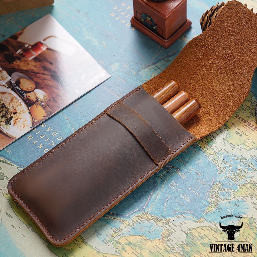 Bao Da Đựng Bút / da bò thật Mã P3