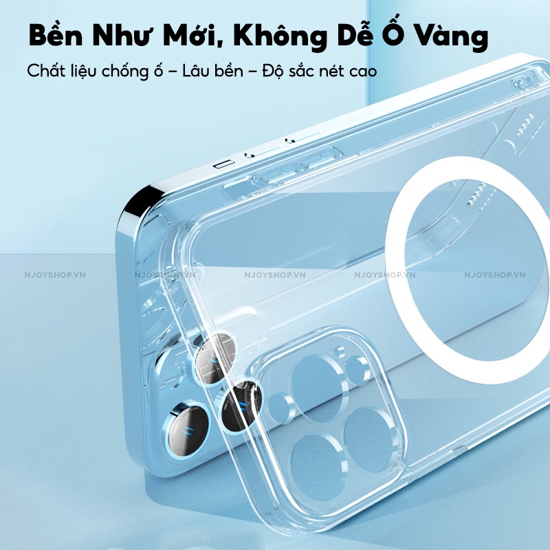 Ốp Hỗ Trợ Sạc Không Dây Remax Rm-1690 Trong Suốt Lưng Cứng Pc Viền Dẻo Chống Sốc Cho Ip 13 Pro Max 12 Pro Max  Njoyshop