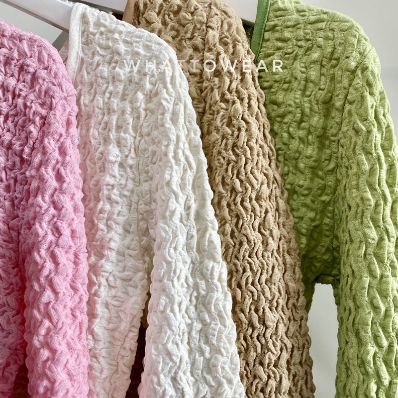 Áo cardigan croptop vải xốp cài móc nhiều màu | BigBuy360 - bigbuy360.vn