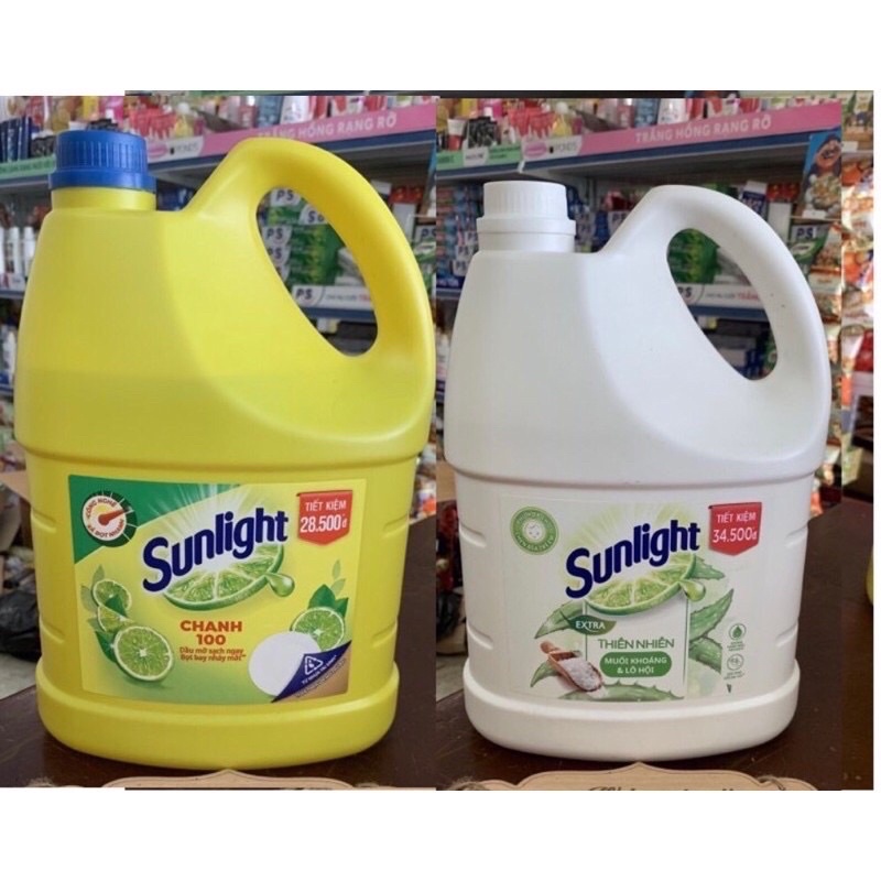 Nước rửa chén Sunlight can 3,8kg hương chanh,muối khoáng và lô hội