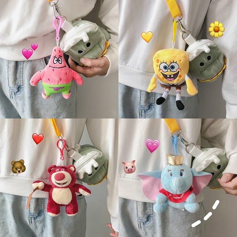 [Mã LIFEXANH03 giảm 10% đơn 500K]  Móc khoá gấu bông hoạt hình bọt biển SpongeBob, Dumbo, Stitch và Sullivan