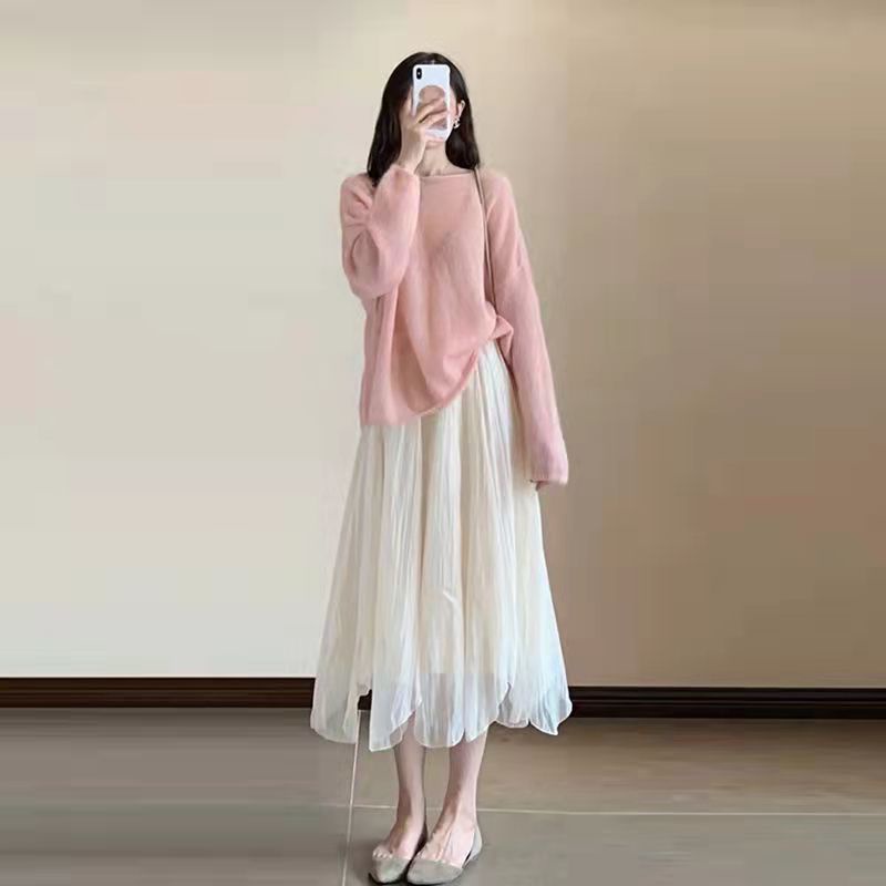 Jiashucheng Chân Váy Lưới Chữ a Lưng Cao Dáng Ôm Thần Tiên Mùa Hè