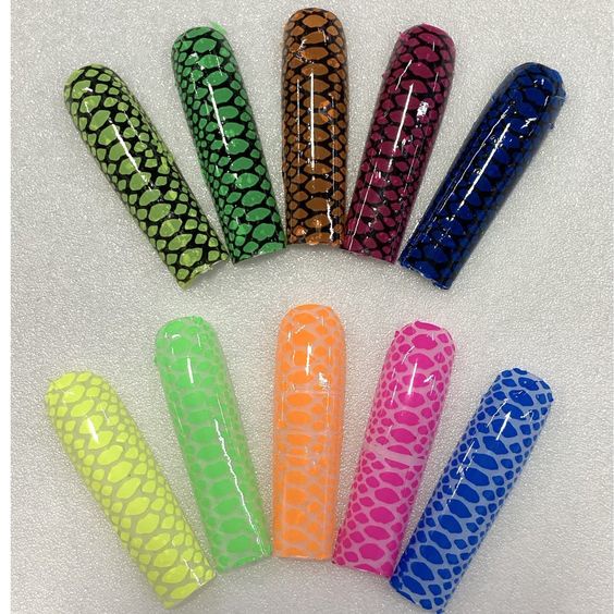 Sticker Nước - Da Rắn Màu Neon - Hình Dán Móng Tay