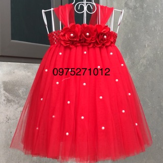 Váy tutu đỏ hoa hồng cho bé