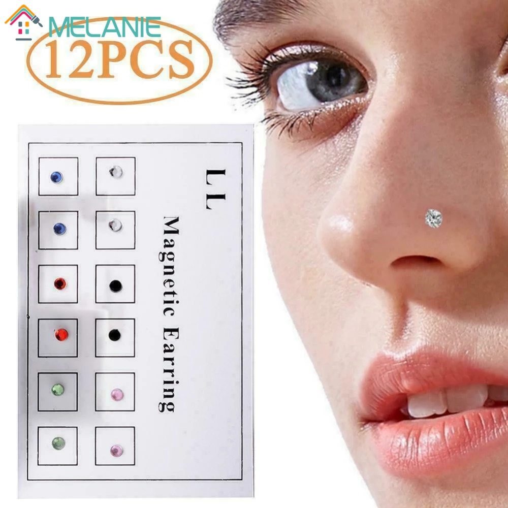 Set 12 Thẻ Nam Châm Không Xỏ Khuyên / Tai / Mũi / Trang Sức Tiện Dụng