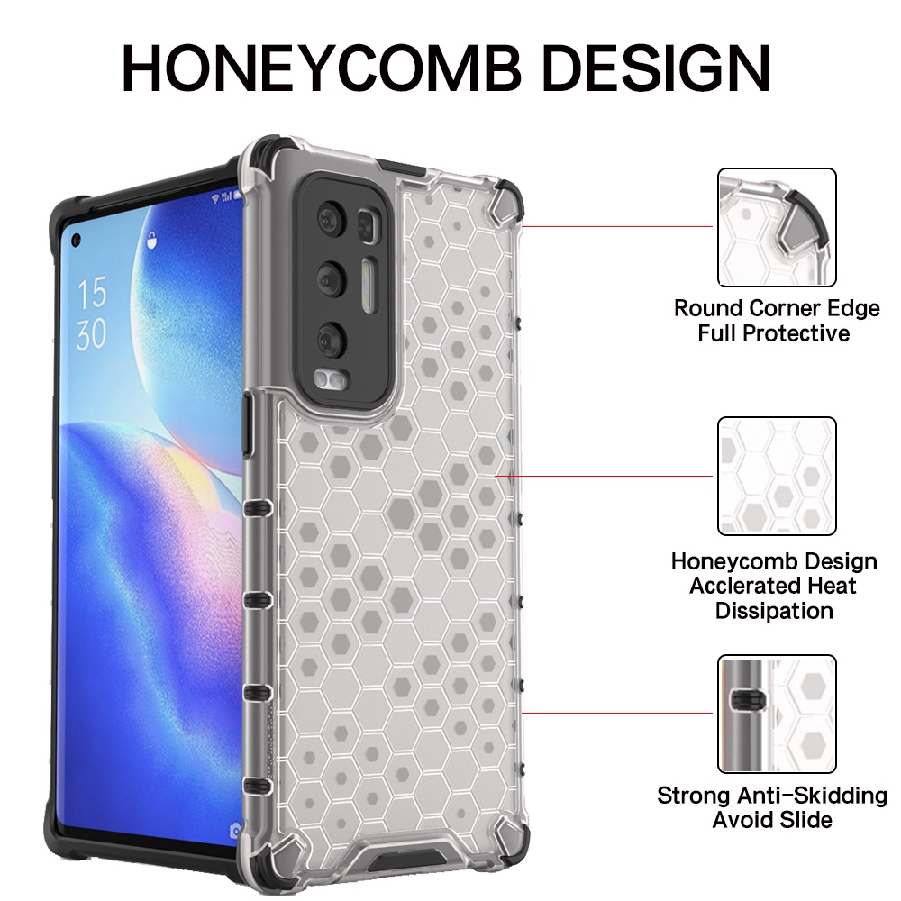 Ốp Điện Thoại Nhựa Cứng Trong Suốt Họa Tiết Tổ Ong Chống Sốc Cho OPPO Reno5 Reno4 Pro Plus Lite F Z