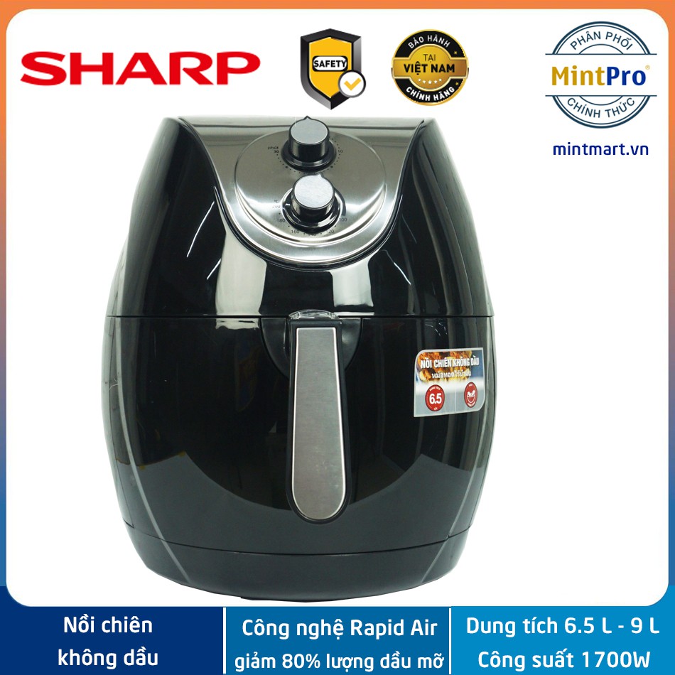 Nồi chiên không dầu Sharp dung tích lớn (6.5L-7L-8L-9L) - Công nghệ Rapid Air giảm 80% lượng dầu mỡ - Bảo hành 12 tháng