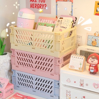 Giỏ nhựa/Khay nhựa/ Rổ mini gấp gọn tiện lợi đựng đồ đa năng màu pastel siêu cưng
