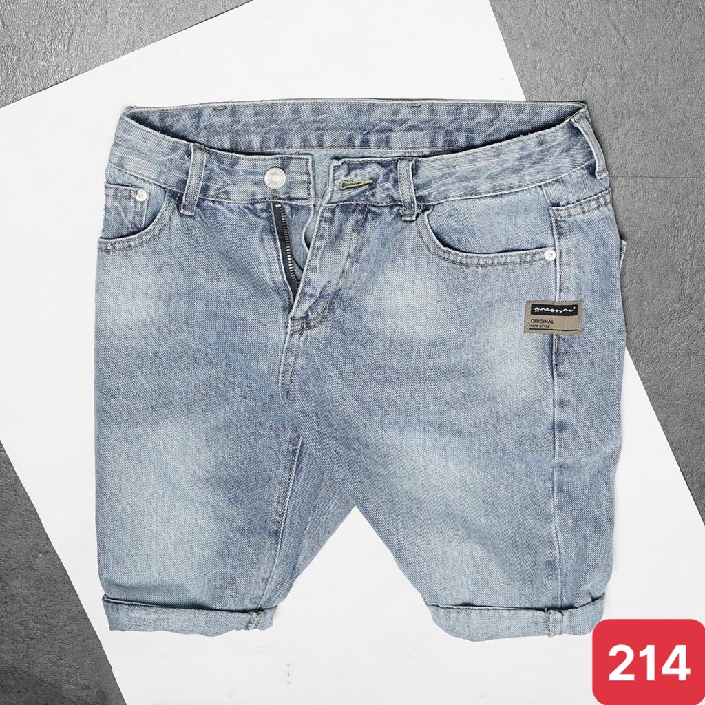 Quần đùi short jean nam màu xanh nhạt trơn không rách chất bò cao cấp co dãn 4 chiều đẹp from dáng skinny chuẩn ADO24
