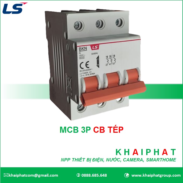 MCB 3P CB tép cầu dao 3 pha 6A 10A 16A 20A 25A 32A 40A 50A 63 6kA LS Áp tô mát tép, át tép, aptoma - KHẢI PHÁT