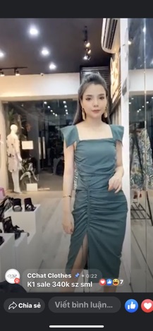 Váy rút eo cổ vuông Cchat