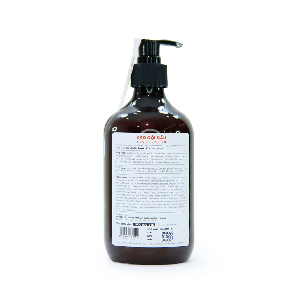Cao Dầu Gội Thảo Dược Duli Người Dao Đỏ Người Rụng Tóc 450ml