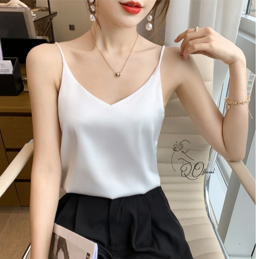 Áo Hai Dây Lụa Nữ Cổ Tim Cao Cấp