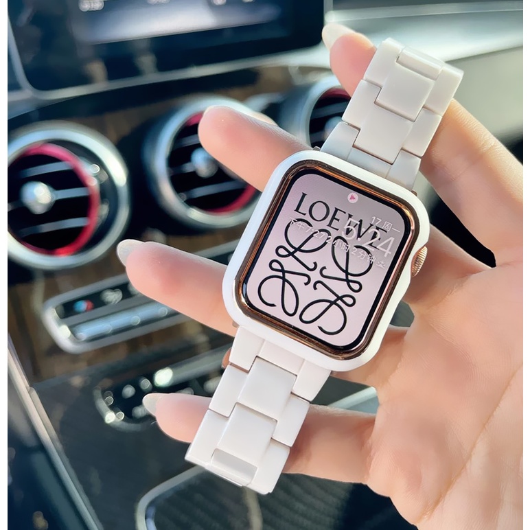 Dây Đeo Thay Thế Bằng Nhựa Acrylic Màu Macaron 45mm38mm42mm44mm 40mm 41mm Cho iWatch 7 SE 6 5 4 3 2