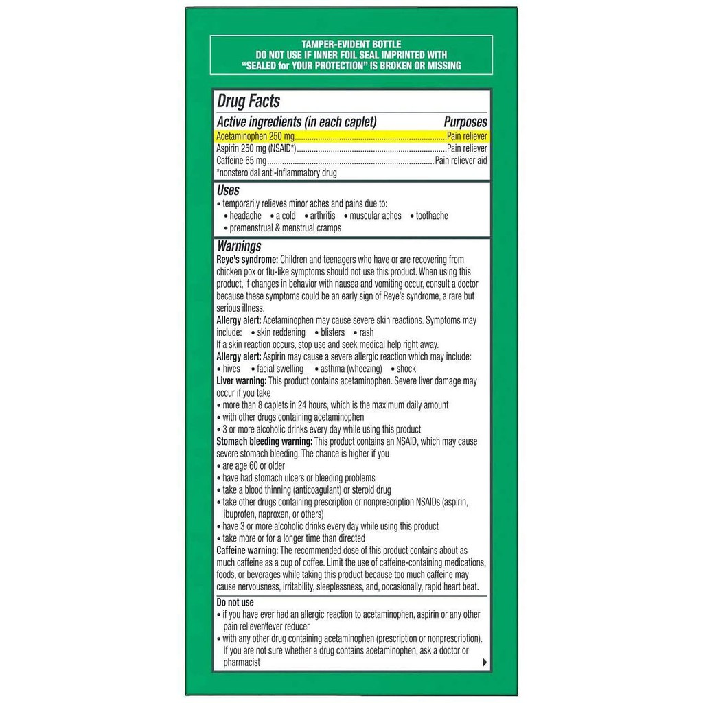 [DATE 12/2022] Excedrin Extra Strength 100- 300 VIÊN