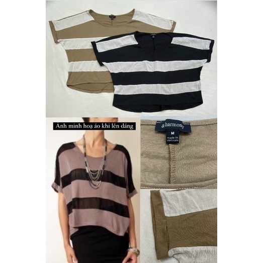 Áo thun cotton mỏng sọc ngang Harmony (Size S, M) - Thanh lý vnxk