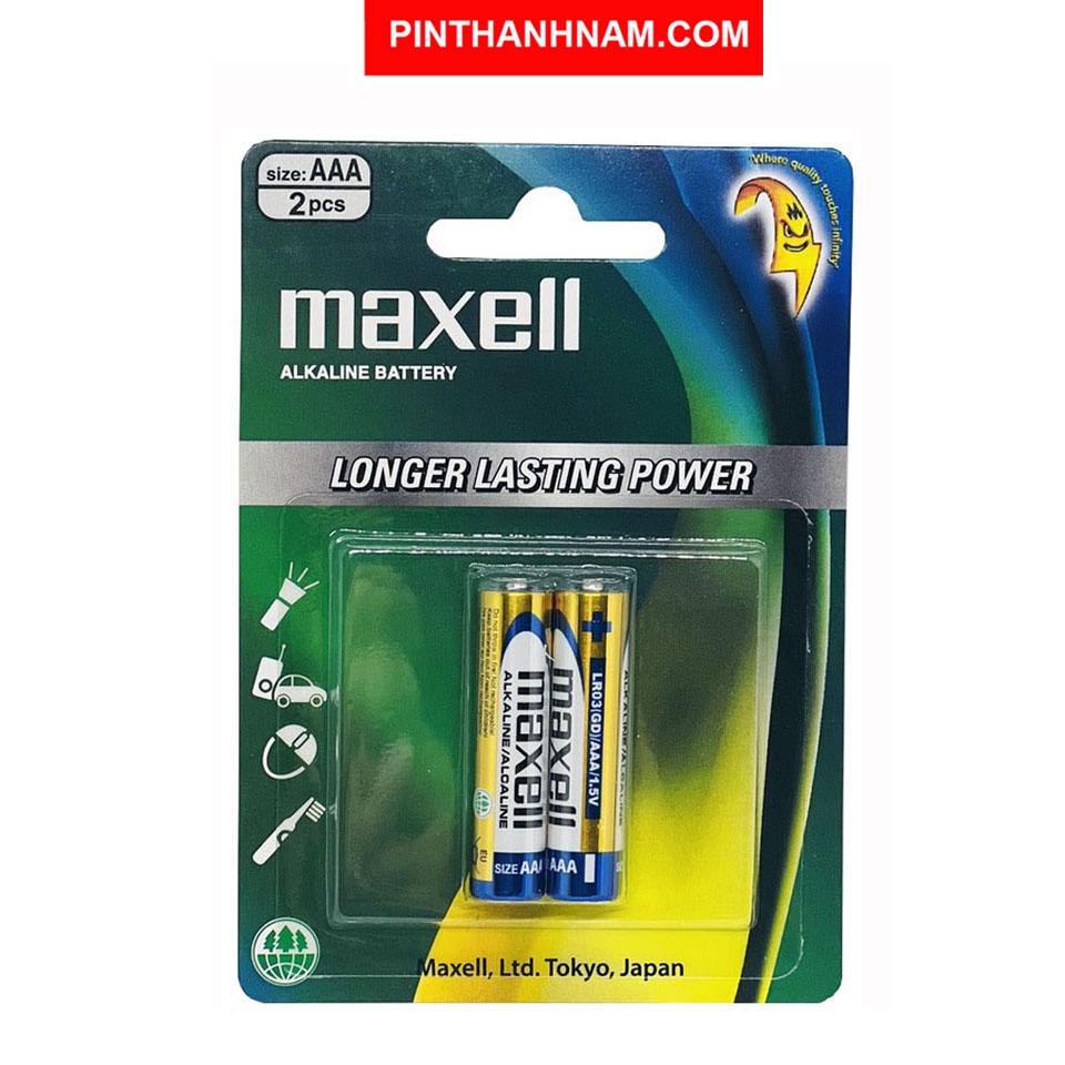 Pin AAA Maxell alkaline vỉ 2 viên LR03(GD)2B chính hãng