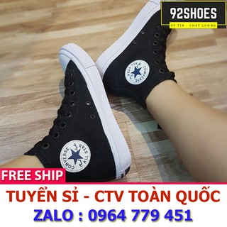 [Free ship] Giày thể thao CV CHUCK 2 TAYLOR  đen trắng cổ cao