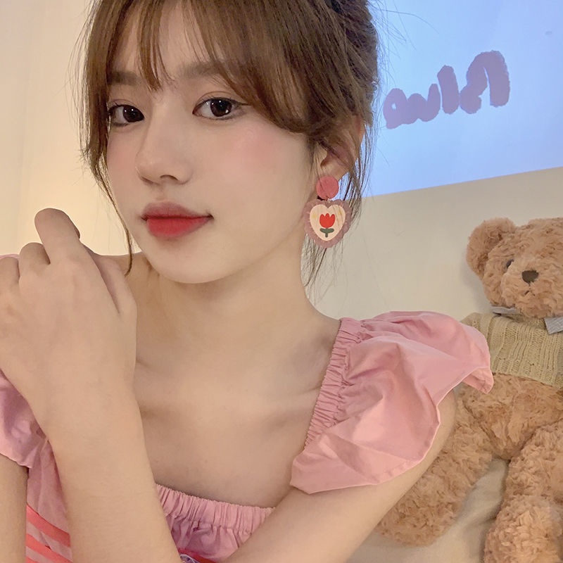 Khuyên Tai Hình Trái Tim Và Quả Dâu Thời Trang Mùa Hè Phong Cách Mới 2022 Dành Cho Nữ